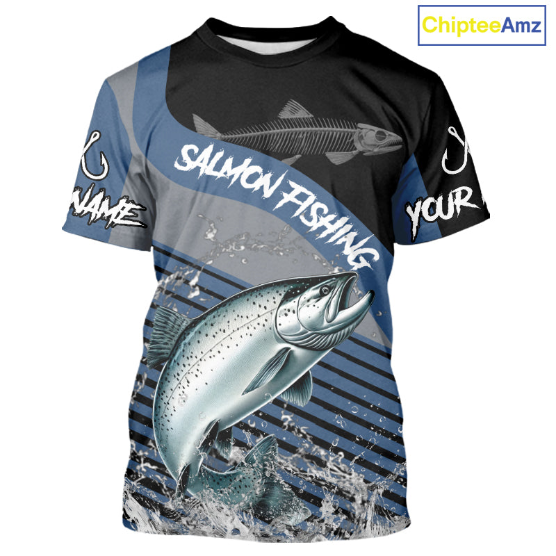 Chinook Salmon fishing Custom UV protection fishing long sleeve shirt, Salmon Fishing jerseys | Blue NQS11311