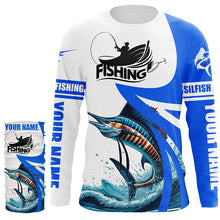 Load image into Gallery viewer, Sailfish fishing Custom sun protection long sleeve fishing shirts, Sailfish fishing jerseys | Blue NQS5321