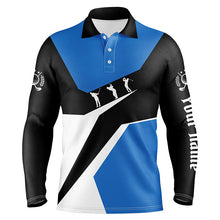 Load image into Gallery viewer, Blue, white and black Mens golf polo shirts custom golf sport team polo shirts, best mens golf wear NQS6209