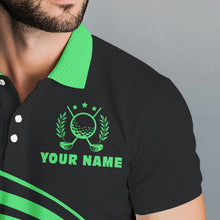 Load image into Gallery viewer, Personalized polo golf shirts for men custom black and green mens golf shirts team golf jersey NQS9431