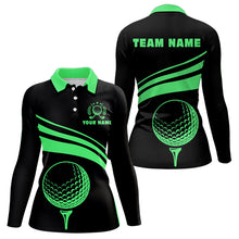 Load image into Gallery viewer, Personalized polo golf shirts for women custom black and green Womens golf shirts team golf jersey NQS9431