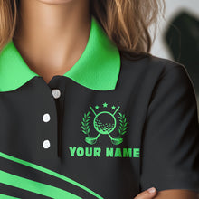 Load image into Gallery viewer, Personalized polo golf shirts for women custom black and green Womens golf shirts team golf jersey NQS9431