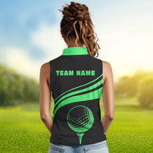 Load image into Gallery viewer, Personalized sleeveless polo golf shirts for women custom black and green golf shirts team golf jersey NQS9431