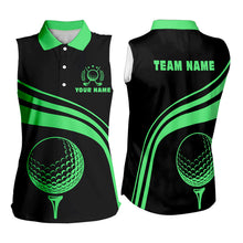 Load image into Gallery viewer, Personalized sleeveless polo golf shirts for women custom black and green golf shirts team golf jersey NQS9431