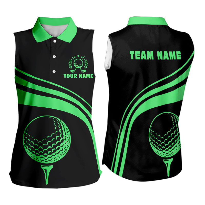 Personalized sleeveless polo golf shirts for women custom black and green golf shirts team golf jersey NQS9431