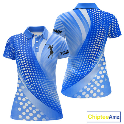 Blue Womens golf polo shirts custom team golf tops for ladies, personalized golf gifts NQS11533