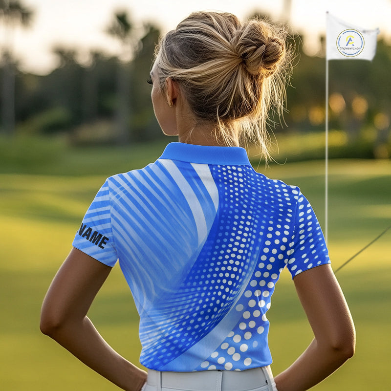 Blue Womens golf polo shirts custom team golf tops for ladies, personalized golf gifts NQS11533
