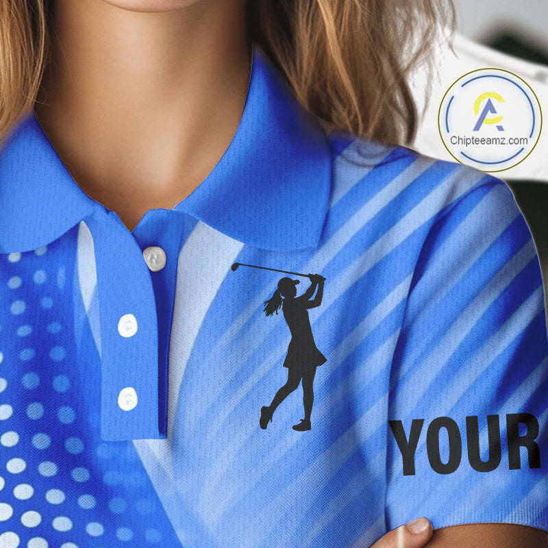 Blue Womens golf polo shirts custom team golf tops for ladies, personalized golf gifts NQS11533