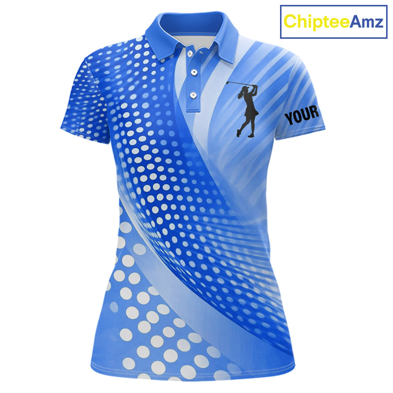 Blue Womens golf polo shirts custom team golf tops for ladies, personalized golf gifts NQS11533