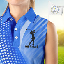 Load image into Gallery viewer, Blue Womens sleeveless shirts custom team golf tops for ladies, personalized golf gifts NQS11533