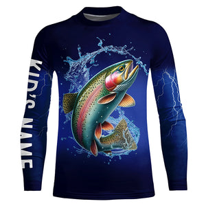 Rainbow Trout Fishing blue lightning 3D All Over printed Customized Name Fishing apparel NQS313