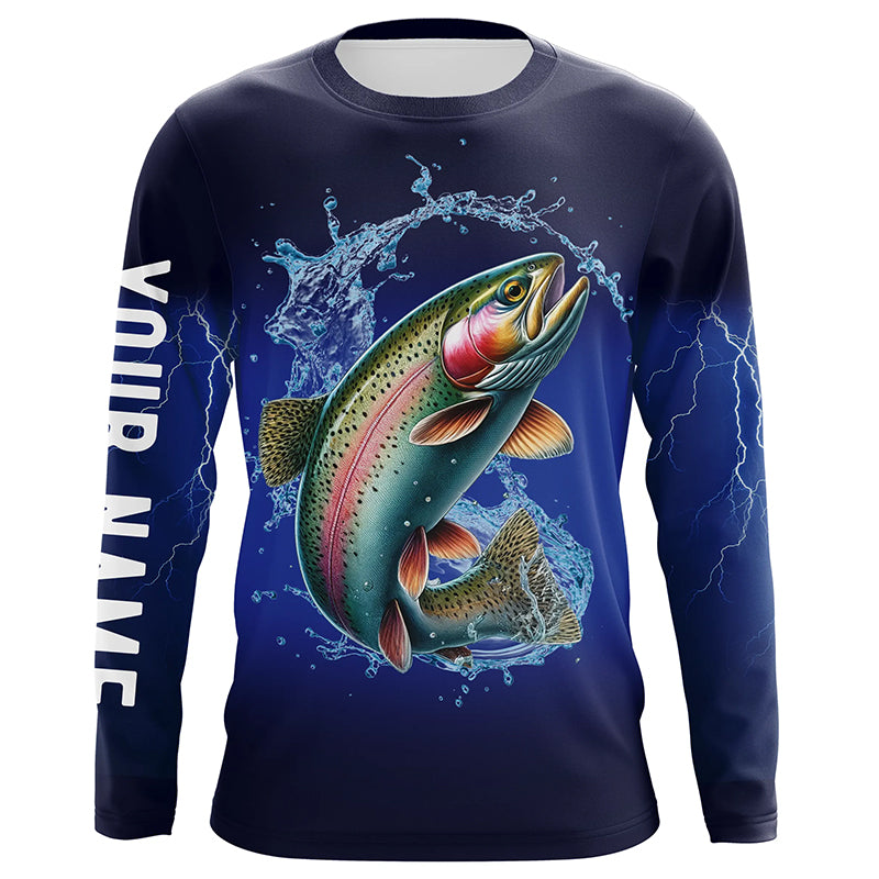 Rainbow Trout Fishing blue lightning 3D All Over printed Customized Name Fishing apparel NQS313