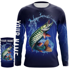 Load image into Gallery viewer, Musky Fishing blue lightning 3D All Over printed Customized Name Muskie fishing jerseys NQS317