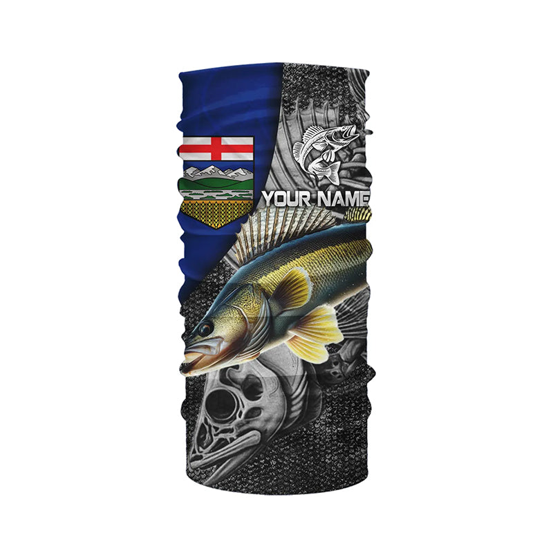 Alberta Flag Walleye Fishing Custom long sleeve performance Fishing Shirts, Walleye Fishing jerseys NQS3819