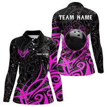 Load image into Gallery viewer, Black and Pink Camo Bowling Polo, Quarter Zip Shirt For Women Custom Team Bowling Jersey bowler outfit NQS9035