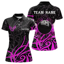 Load image into Gallery viewer, Black and Pink Camo Bowling Polo, Quarter Zip Shirt For Women Custom Team Bowling Jersey bowler outfit NQS9035