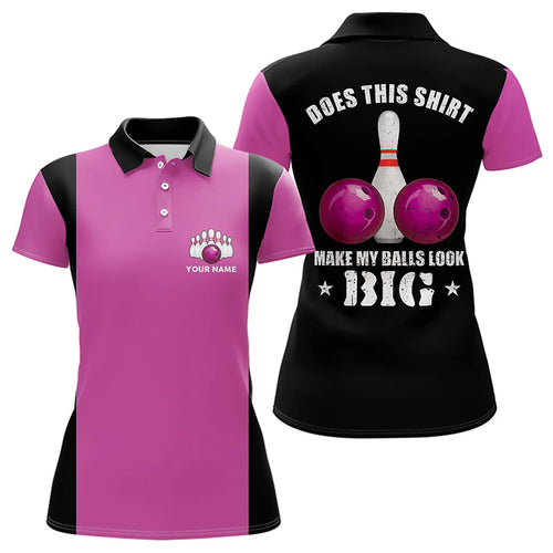 Funny Bowling shirts for Women Custom vintage pink and black Does this shirt make my balls look big NQS9268