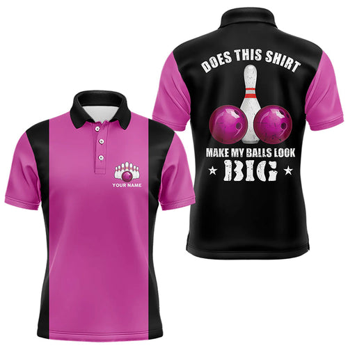 Funny Bowling shirts for Men Custom vintage pink and black Does this shirt make my balls look big NQS9268