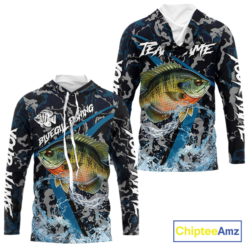 Custom Bluegill Fishing Camo Long Sleeve Fishing Shirts, Personalized Trout Fishing Team Jerseys NQS11332