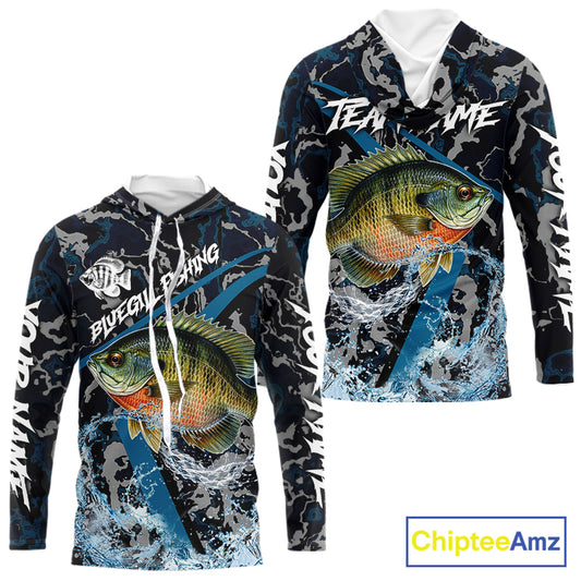 Custom Bluegill Fishing Camo Long Sleeve Fishing Shirts, Personalized Trout Fishing Team Jerseys NQS11332