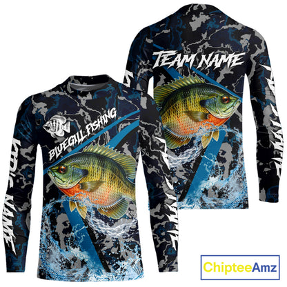 Custom Bluegill Fishing Camo Long Sleeve Fishing Shirts, Personalized Trout Fishing Team Jerseys NQS11332