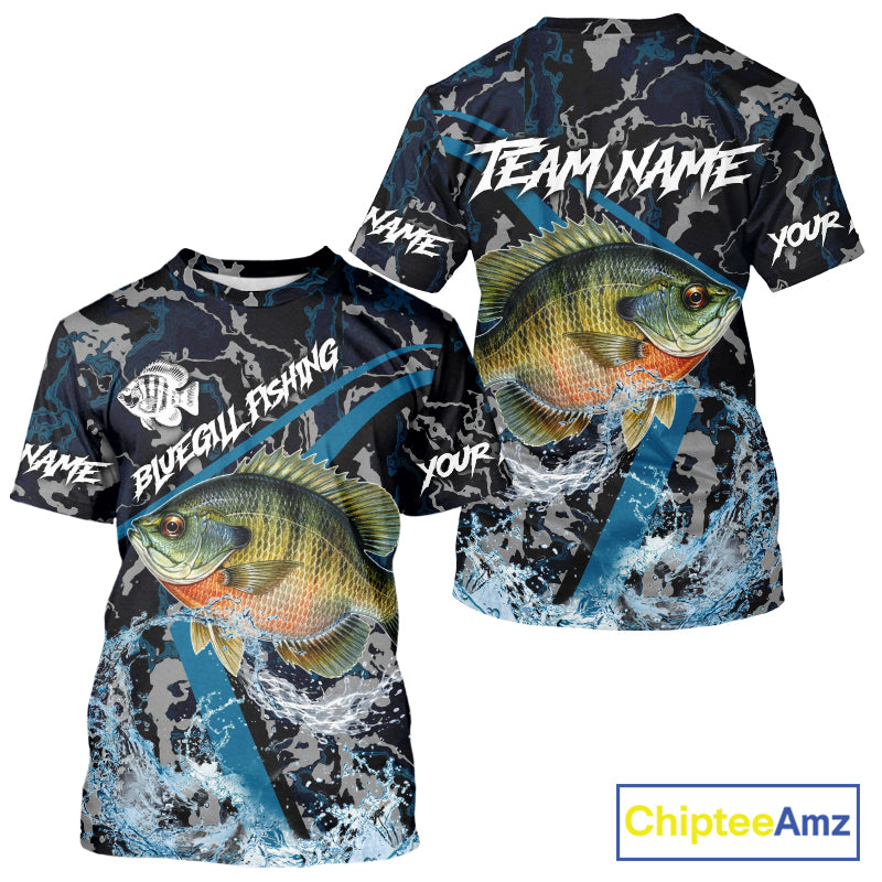 Custom Bluegill Fishing Camo Long Sleeve Fishing Shirts, Personalized Trout Fishing Team Jerseys NQS11332