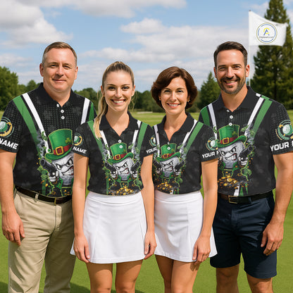Funny St Patrick cowboy golf ball gunner black and green Mens golf polo shirts Custom golf outfit men NQS11542