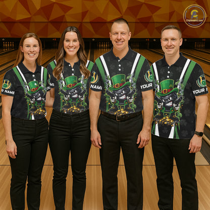 Funny St Patrick cowboy gunner Bowling Polo, 1/4 zip shirts For Men Custom Team Bowling Jerseys NQS11543