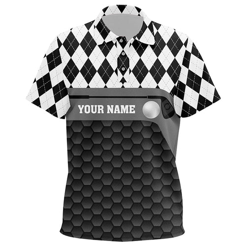 Black and white argyle pattern golf outfits custom Kid golf polo shirts, golf gifts for Kid NQS7682