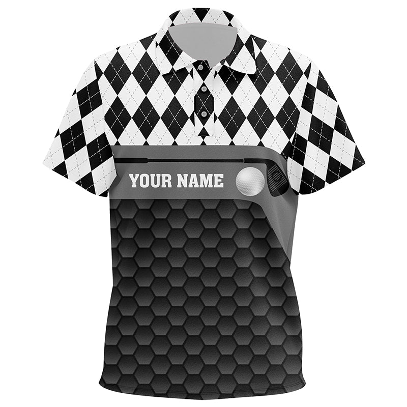 Black and white argyle pattern golf outfits custom Kid golf polo shirts, golf gifts for Kid NQS7682