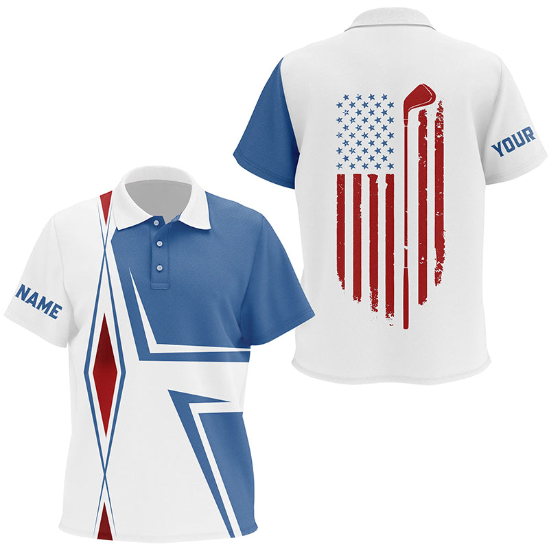 American Flag white Kid golf polo shirts custom golf club patriotic team shirt, golf attire for Kid NQS7919