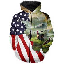 Load image into Gallery viewer, Wild Turkey Hunting Camo 3D All Over Print Shirts American Flag Patriotic Hunting gifts NQS100