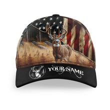 Load image into Gallery viewer, Deer hunting American flag patriotic Custom hunting hat, deer camo hat Hunting Baseball hat hunt cap NQS2898