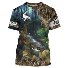 Load image into Gallery viewer, Flathead Catfish Fishing Custom Camouflage long sleeve Fishing Shirt, Personalized Catfish Fishing Gift NQS324