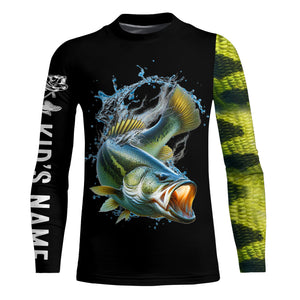 Largemouth Bass Fishing bass scales Customize name All over printed bass fishing shirts NQS389