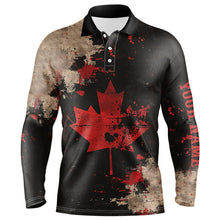 Load image into Gallery viewer, Vintage Black Canadian flag Mens golf polo shirts custom golf outfits for men, unique golf gifts NQS7693