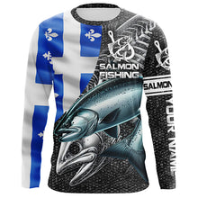 Load image into Gallery viewer, Quebec Flag Salmon Fishing Custom long sleeve performance Fishing Shirts, Salmon Fishing jerseys NQS5832