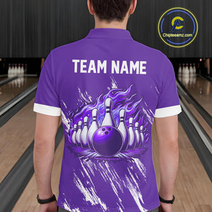 Retro Purple argyle Flame Bowling shirts For Men custom bowling team jerseys Mens Bowler Outfits NQS10326