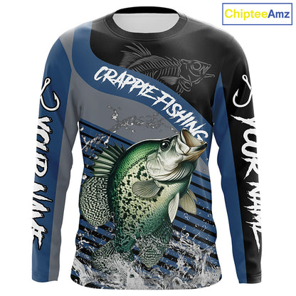 Crappie fishing Custom UV protection fishing long sleeve shirt, Crappie Fishing jerseys | Blue NQS8365