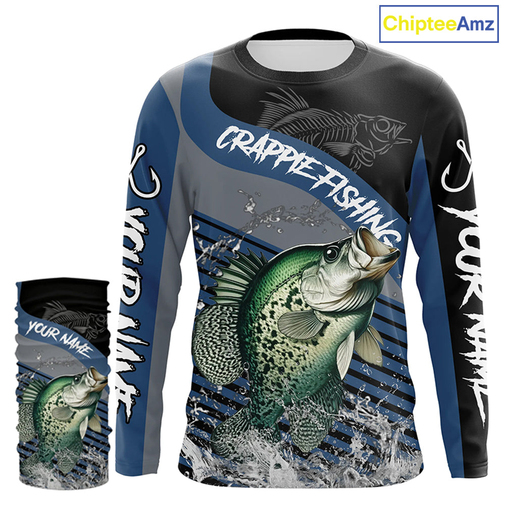 Crappie fishing Custom UV protection fishing long sleeve shirt, Crappie Fishing jerseys | Blue NQS8365