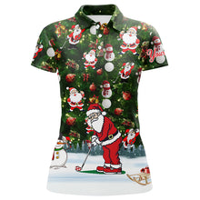 Load image into Gallery viewer, Funny Christmas golf shirt custom name Womens golf polo shirts - Santa Golfer Christmas gifts NQS4212