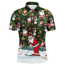 Load image into Gallery viewer, Funny Christmas golf shirt custom name Mens golf polo shirt - Santa Golfer Christmas gifts NQS4212