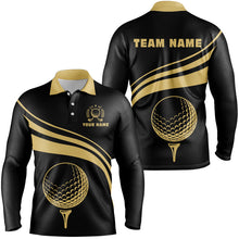 Load image into Gallery viewer, Personalized polo golf shirts for men, custom gold mens golf shirts team golf jersey | Black NQS8806