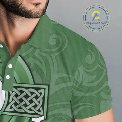 Green Irish Tribal Cross St Patrick's Day Mens Golf Polo Shirts Custom Lucky Golf Team Jerseys NQS11335