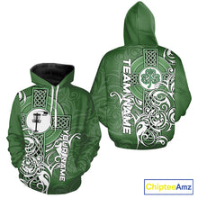 Load image into Gallery viewer, Green Irish Tribal Cross St Patrick's Day Disc Golf Polo Shirts Custom Lucky Disc Golf Team Outfits NQS11336