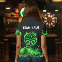 Load image into Gallery viewer, Green Flame Smoke Lucky Women Darts Shirts Custom St Patrick Day Team Darts Outfit NQS9452