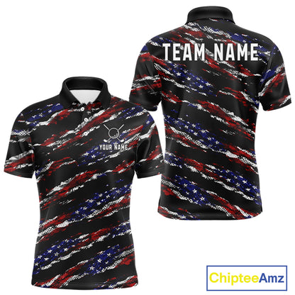 Black American Flag pattern Golf Polo shirts for men custom mens patriotic golf shirts, golfer gifts NQS11553