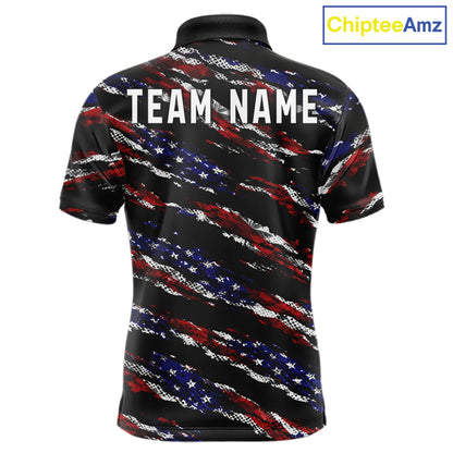 Black American Flag pattern Golf Polo shirts for men custom mens patriotic golf shirts, golfer gifts NQS11553