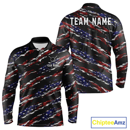 Black American Flag pattern Golf Polo shirts for men custom mens patriotic golf shirts, golfer gifts NQS11553
