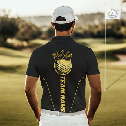 Blue and Gold Mens Golf polo shirts Custom Golf Outfit For Mens Team Golf shirts | Black NQS10033